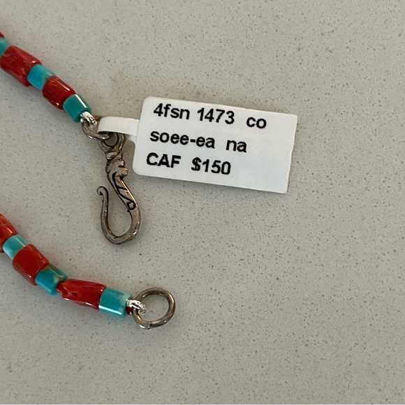 Unisex One of a kind Branch Coral & Kingman Turquoise necklace 19” length. - Picture 5 of 7